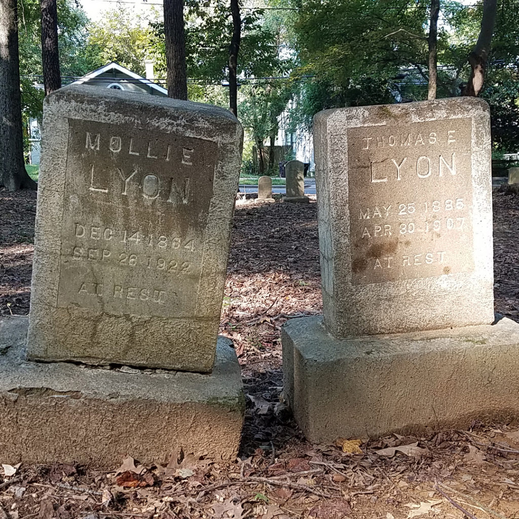 Headstones for Mollie and Thos Lyon